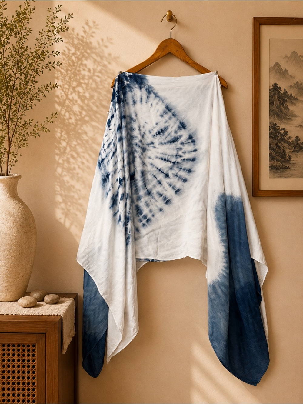 Hand Dyed Indigo Multi-Way Convertible Wrap Poncho Shawl Scarf | Wearable Art